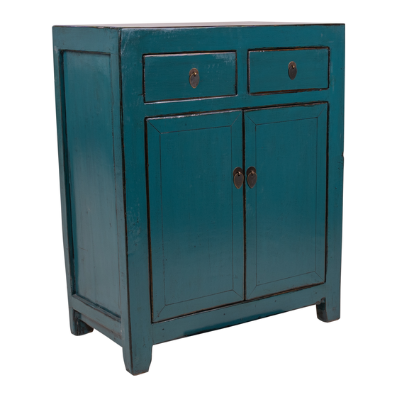 Cabinet lacquer blue 2drwrs 2drs 76x38x90