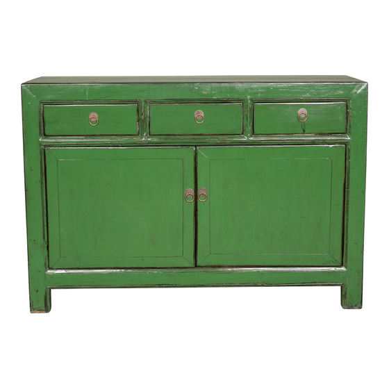 Sideboard lacquer green 3drws 2drs 129x40x91 sideview