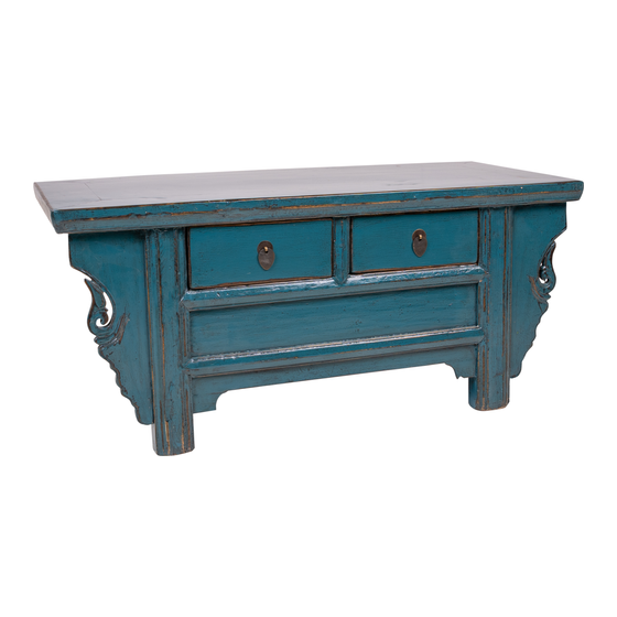Coffee table lacquer blue 2drws 103x46x46