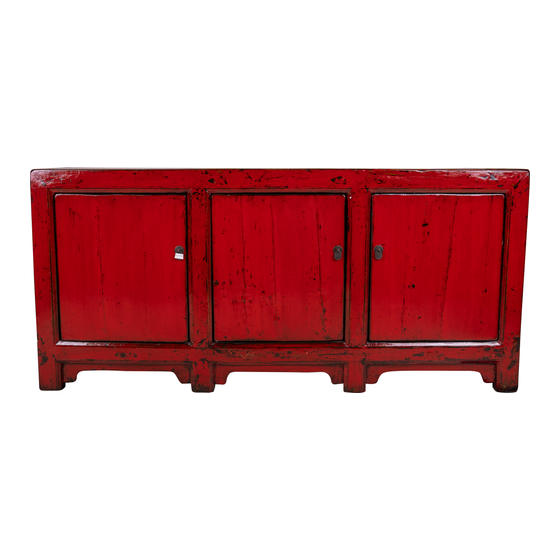 Sideboard lacquer red 3drs 210x48x98 sideview
