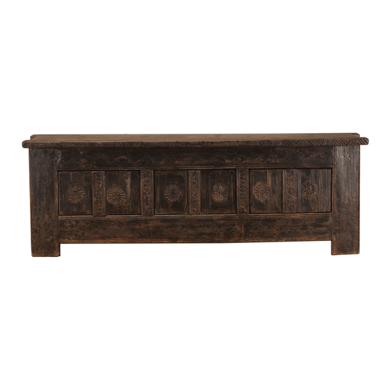 Tv sideboard carved wood black 248x45x85 sideview