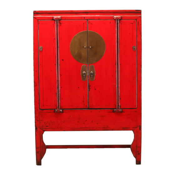 Cabinet lacquer red 2drs 127x50x193 sideview