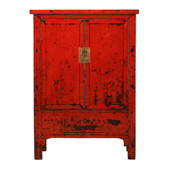 Cabinet lacquer red 2drs 127x50x180 sideview