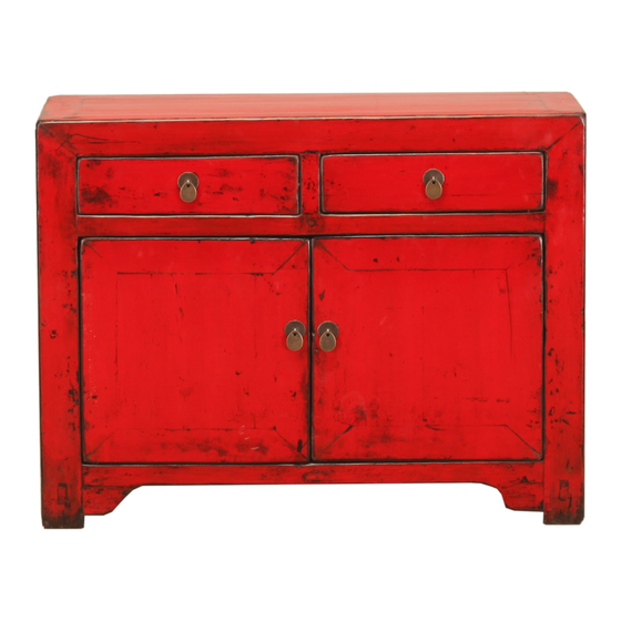 Dresser lacquer red 2drwrs 2drs 105x40x83 sideview