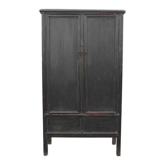 Cabinet wood black 2drs 101x49x178 sideview