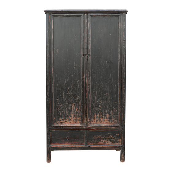 Cabinet wood black 2drs 95x48x185 sideview