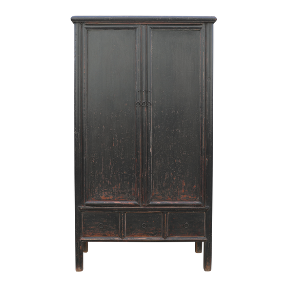 Cabinet wood black 2drs 103x48x186 sideview
