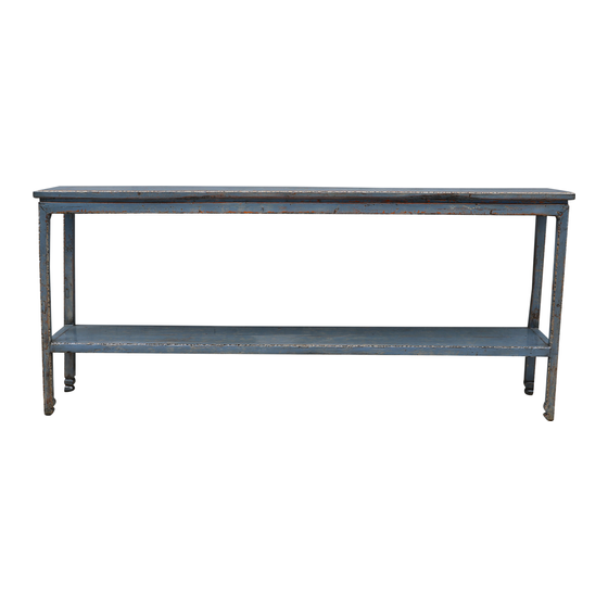 Console table wood blue 203x34x90 sideview