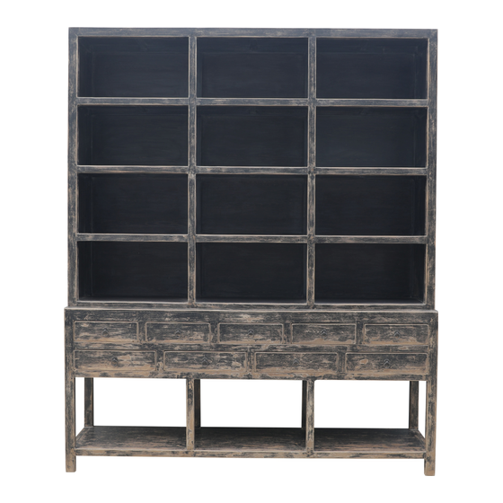 Compartment cabinet wood black 216x47x260 sideview
