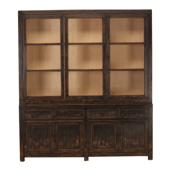 Glass cabinet wood 7drs 4drwrs 220x50x240 sideview