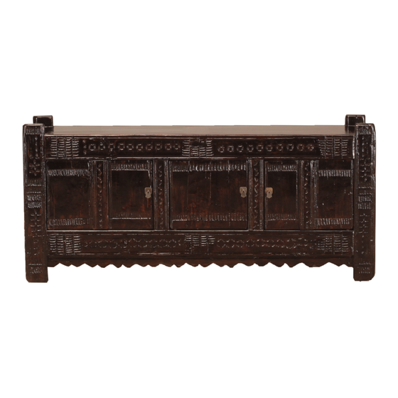 Sideboard wood lacquer black carved sideview