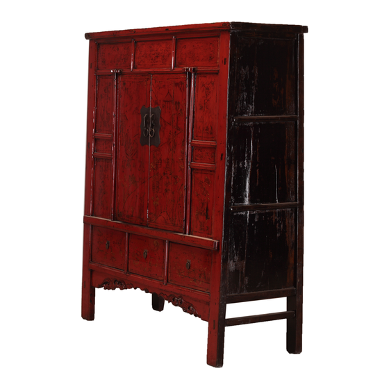 Cabinet wood lacquer red 2drs