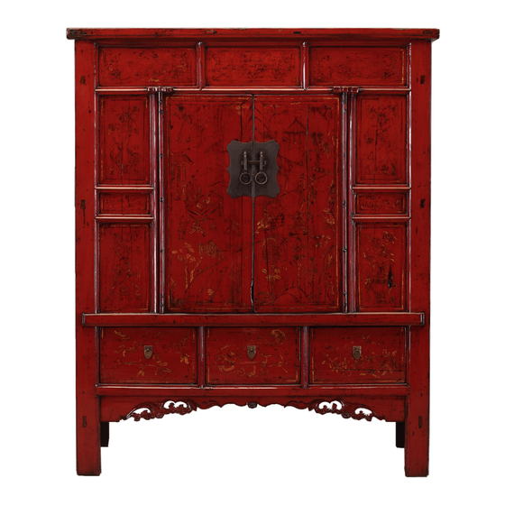 Cabinet wood lacquer red 2drs sideview