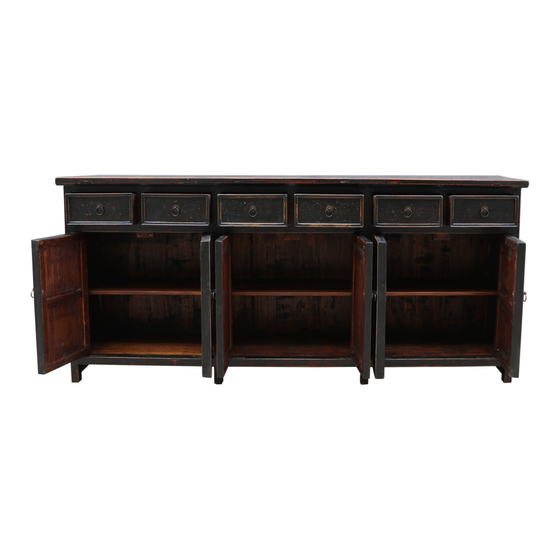 Sideboard lacquer black 6drs 6drwrs sideview