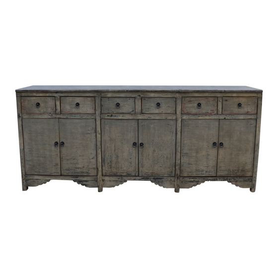 Sideboard lacquer grey 6drs 6drwrs sideview