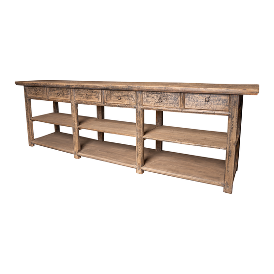Console table wood 6drwr