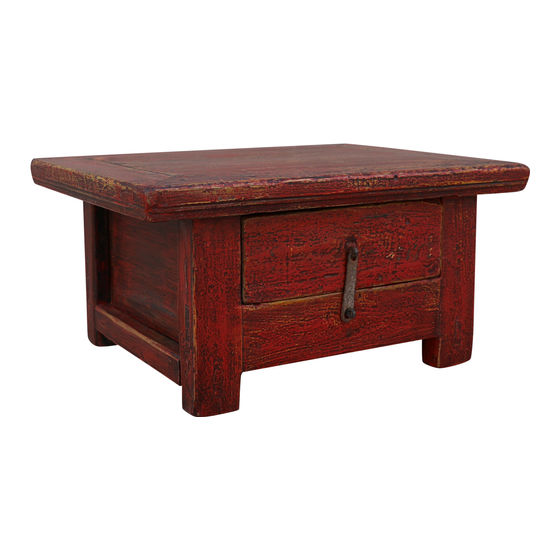 Coffee table wood red with drawer