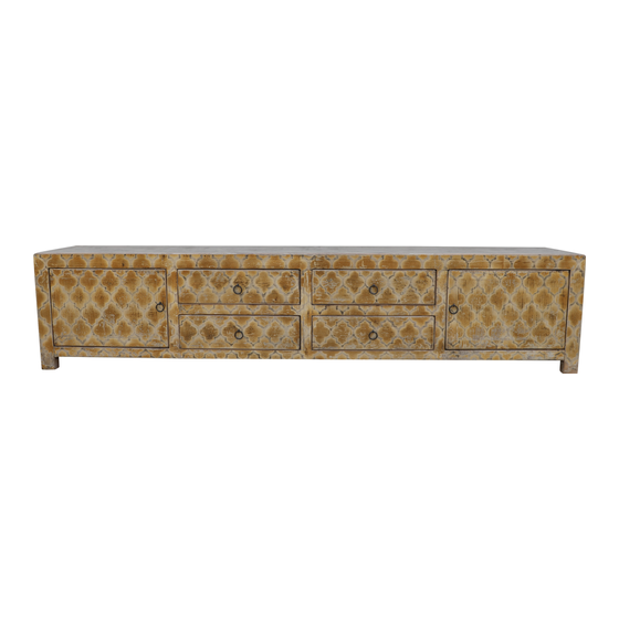 TV sideboard with pattern yellow 225x40x50 sideview