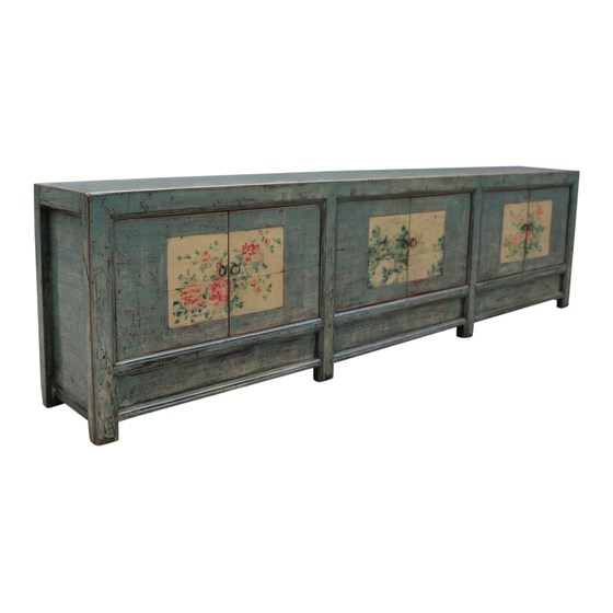 Sideboard lacquer turquoise with painting 6drs