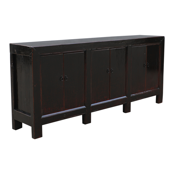 Sideboard lacquer black 6drs 216x45x95