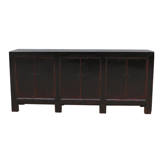 Sideboard lacquer black 6drs 216x45x95 sideview