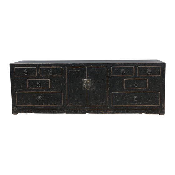 TV sideboard wood black 2drs 157x45x54 sideview