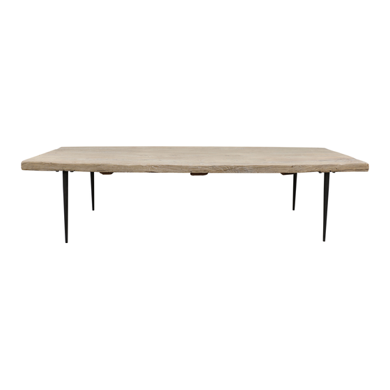 Coffee table wood natural 166x78x45 sideview