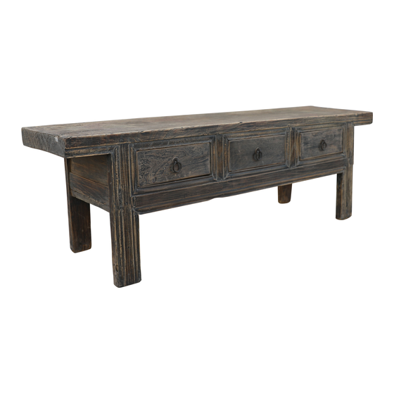 Console table low grey with 3drws 134x33x43