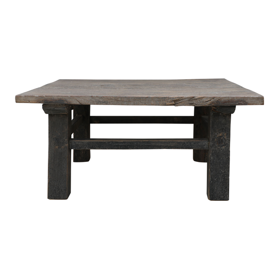 Coffee table with grey tabletop and black leg sideview