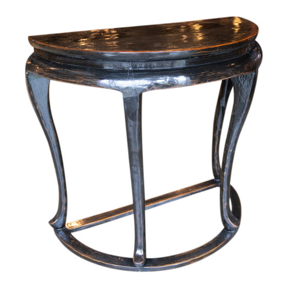 Side table wood lacquer half round black