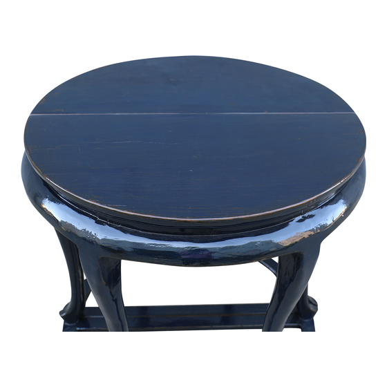Side table wood lacquer half round dark blue sideview