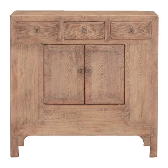 Sideboard wood natural 2drs 3drws 104x45x104 sideview