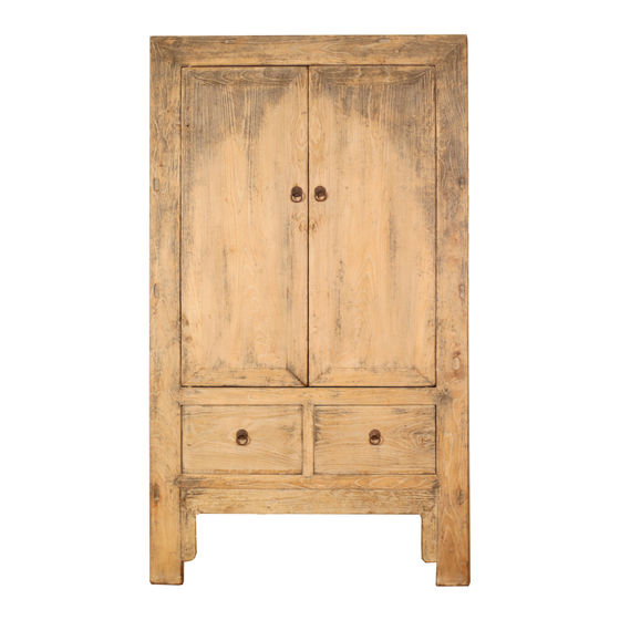 Cabinet high wood natural 2drs 2drws 113x54x208 sideview