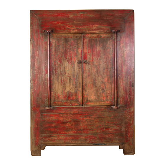 Cabinet high red 2drs 127x50x192 sideview