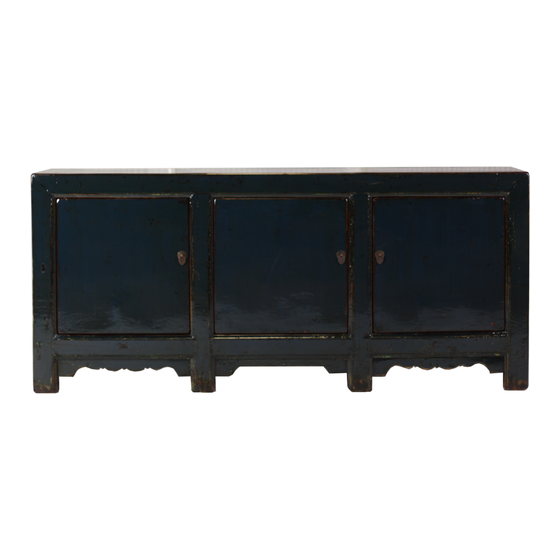 Sideboard lacquer blue 3drs 221x45x95 sideview