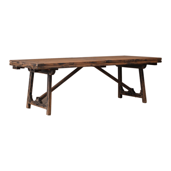Dining table wood natural collapsible 474x100x73 sideview