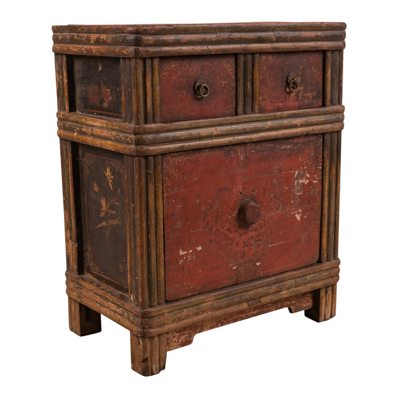 Cabinet small red 2drs 2drws 50x31x63
