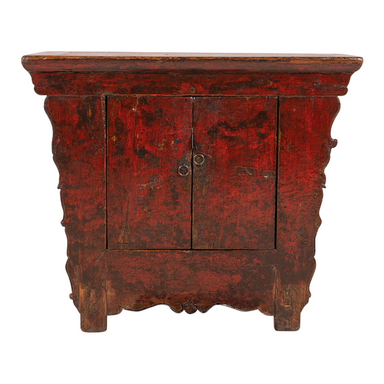 Cabinet red 2drs 87x40x75 sideview