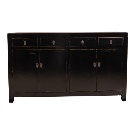 Sideboard lacquer black 4drs 4drws 158x39x93 sideview