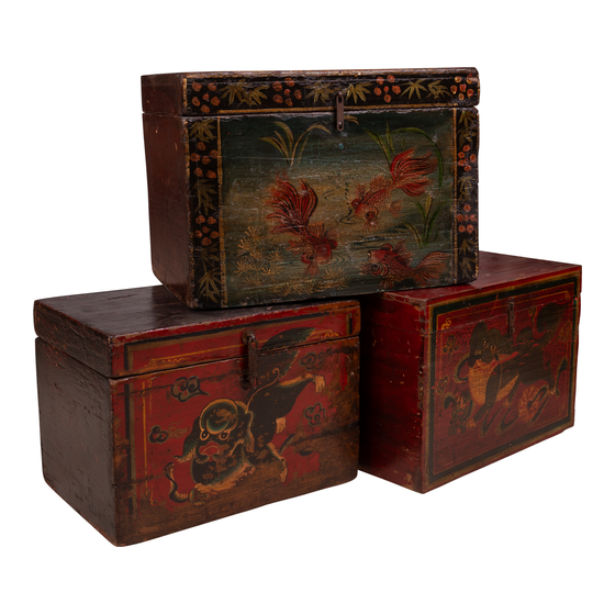 Chest with painting in various colours