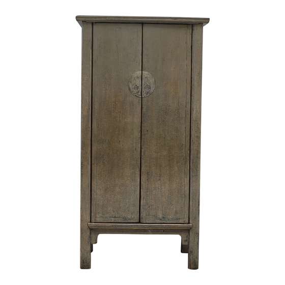 Cabinet high wood grey 2drs 94x49x198 sideview