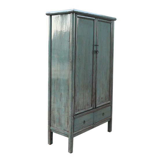 Cabinet high wood blue 2drs 2drws 103x49x183