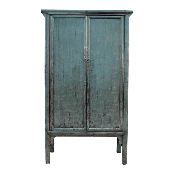 Cabinet high wood blue 2drs 125x55x214 sideview