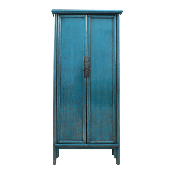 Cabinet high wood blue 2drs 100x49x240 sideview