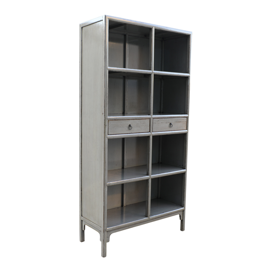 Bookcase wood grey 2drws 110x44x215