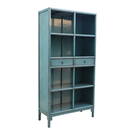 Bookcase wood blue 2drws 110x44x215