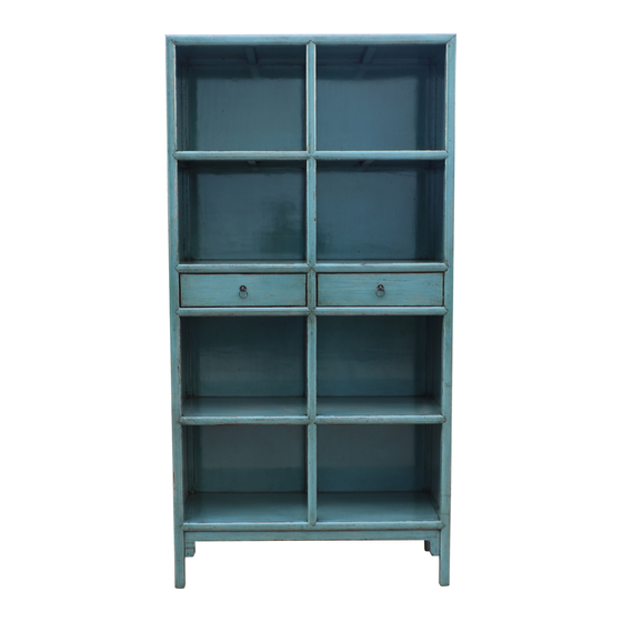 Bookcase wood blue 2drws 110x44x215 sideview