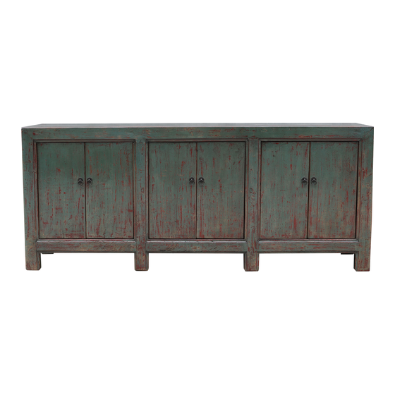 Sideboard wood green 6drs 230x44x97 sideview
