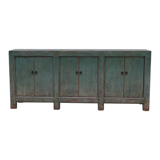 Sideboard wood green 6drs 222x44x95 sideview