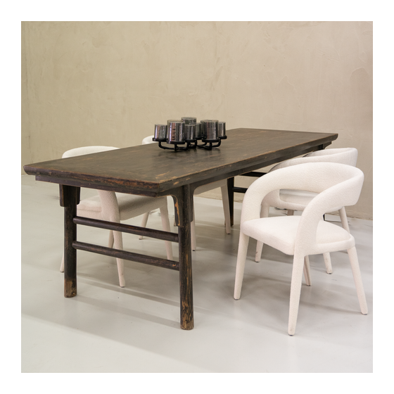 Dining table wood black 233x90x80 sideview